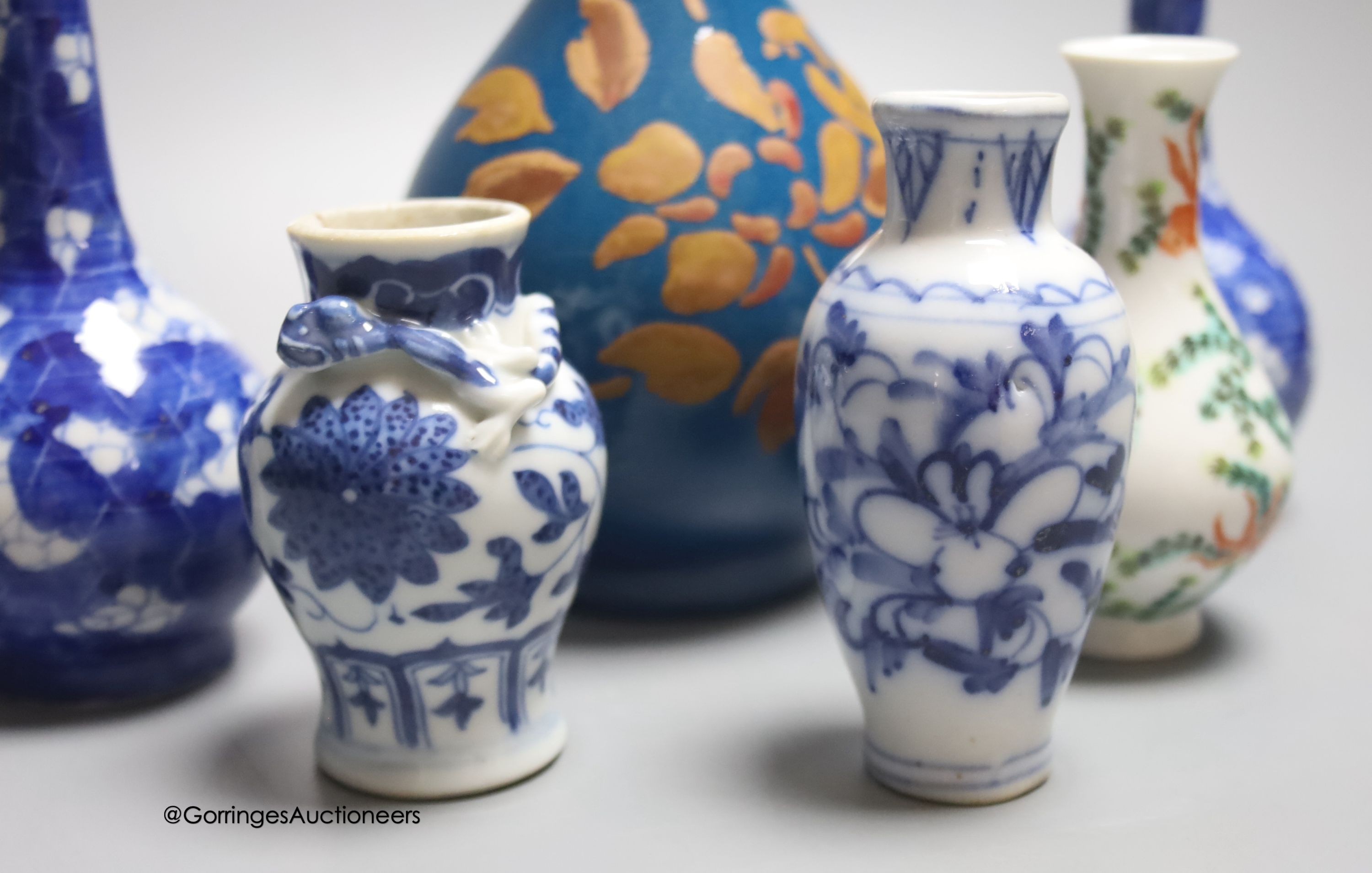 A group of six 19th / 20th century Chinese or Japanese vases, tallest 24cm